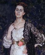 Alexander Yakovlevich GOLOVIN The Portrait of Mrs.Makovska oil painting on canvas